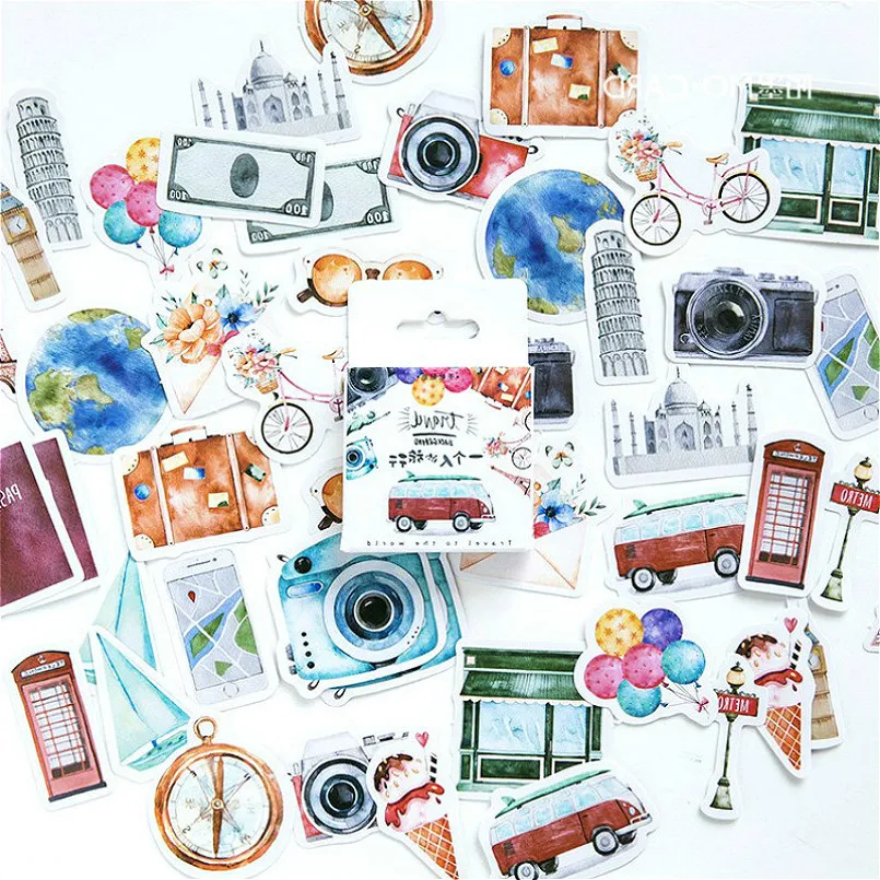 

40pcs/pack New Long Route Tourism Totem Diary Stickers Pack Posted It Kawaii Planner Scrapbooking Washi Tape Office Supplies