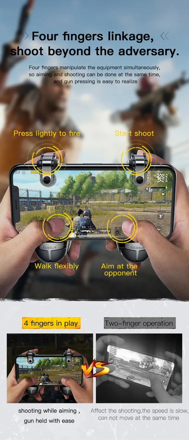 Baseus геймпад для PUBG IOS Android джойстик Джойстик L1 R1 мобильный телефон игровой коврик шутер контроллер триггер огонь кнопка ручка