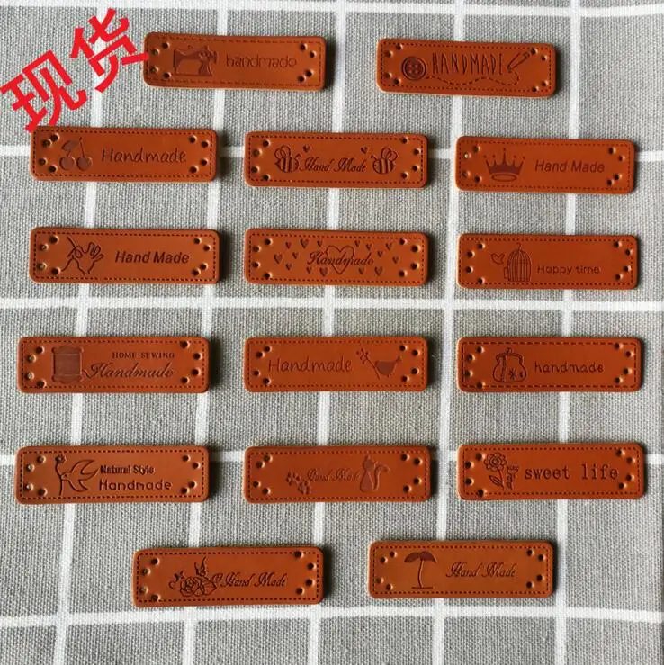 20/pcs Hand Made Labels PU Leather Tags On Clothes Garment For DIY Jeans Bags Shoes Sewing Accessories Free shipping | Дом и сад
