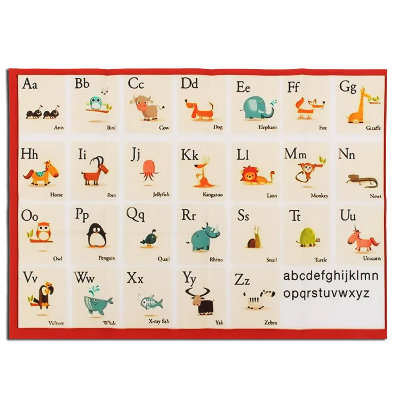 

ABC Kids Education English Language A4 Art Alphabet Animal Poster Baby Early Learning Silk Light Canvas Painting Home Decor