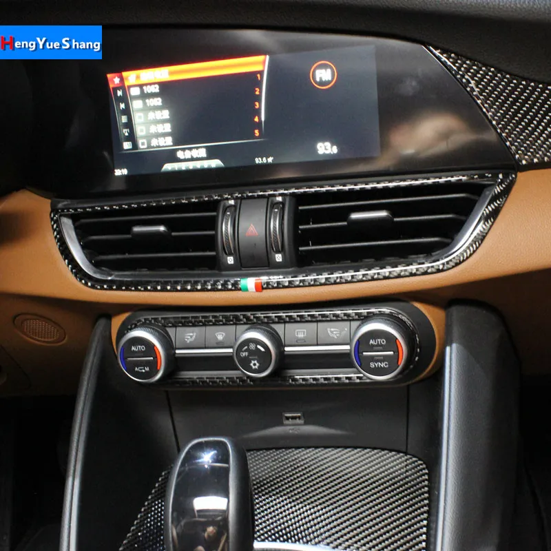 

Carbon fibre Car Center Air Outlet Frame Decoration Sticker For Alfa Romeo Giulia Stelvio 2017 2018 Car-styling accessories