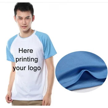 

wholesale Dri-fit t-shirts Men Custom Vinyl LOGO Adult t-shirts Man Quickly Dry Patchwork Shoulder Shirt Male/Female Clothes