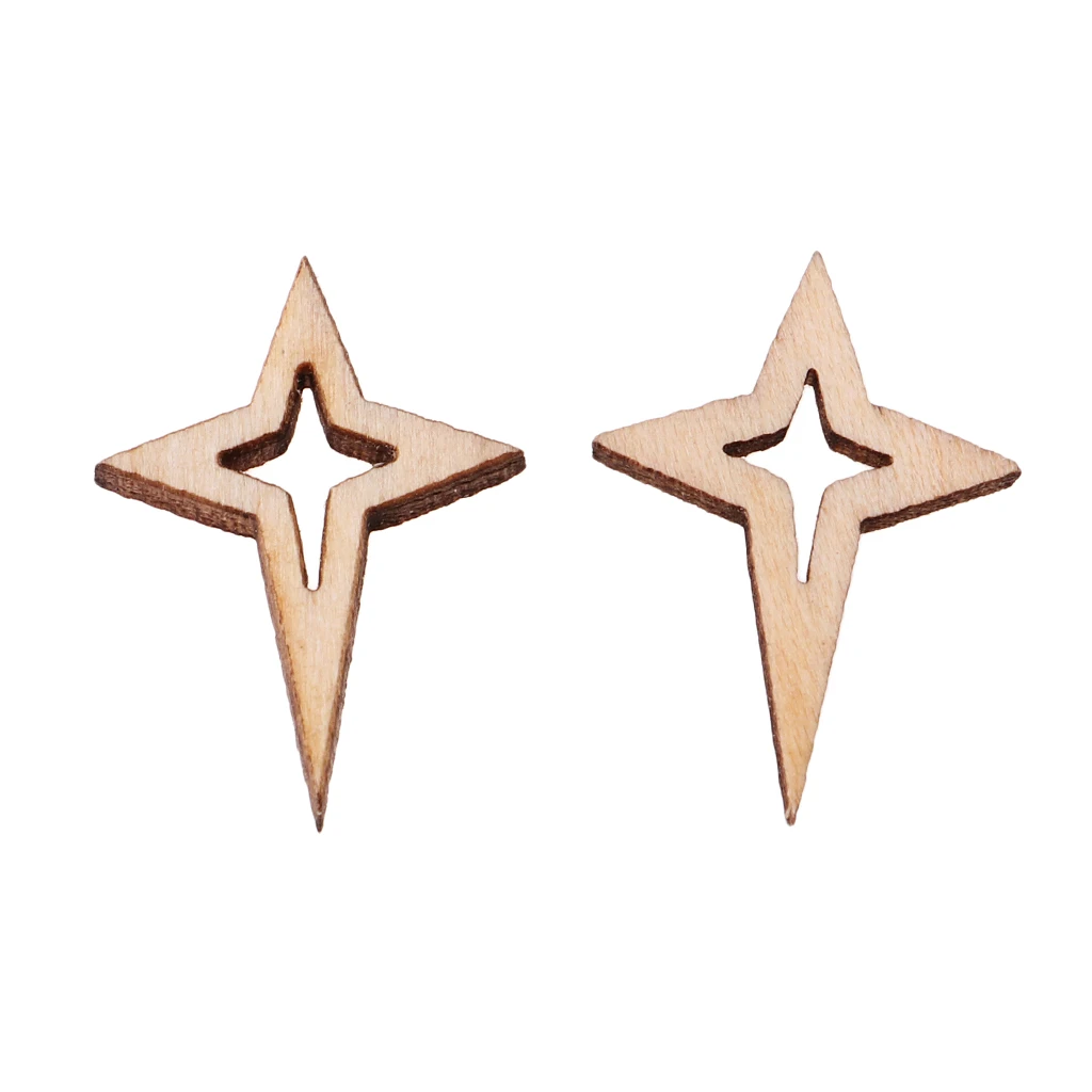 Mini Natural Unfinished Wood Hollow Star Shape Embellishments for Art DIY Crafts Scrapbooking Card Making