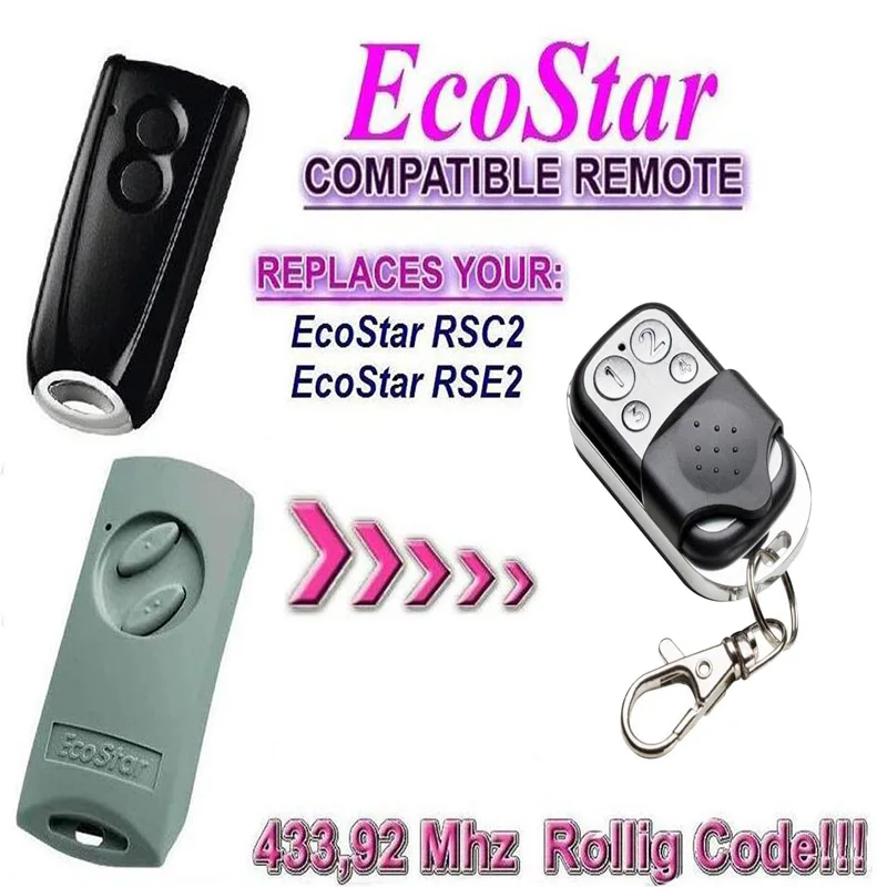 

2pcs Ecostar RSC2 RSE 2 rolling code 433.92mhz remote control