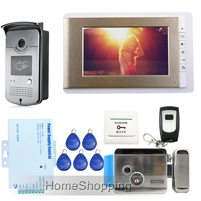 FREE SHIPPING Wired 7 Monitor Video font b Door b font Phone Intercom Kit RFID Access