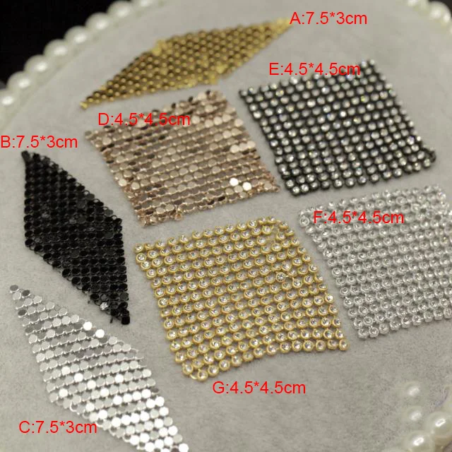 

8pcs/lot 4-7cm width silver gold beads stone dress patches appliques brooch D31S12278L0420T