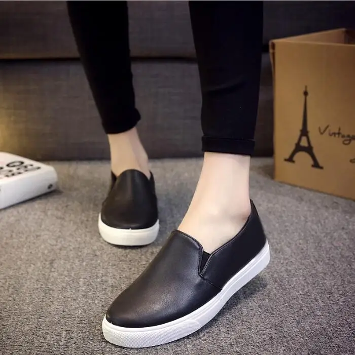 

Vogue of 2018 autumn popular women's shoe leather white shoes flat single female leisure loafe