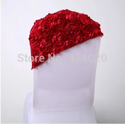 

Wholesale 100pcs/lot Exquisite Fashion Rose Flower Party Chair Covers Wedding Decoration Hooded Chair Sashes Dark Red