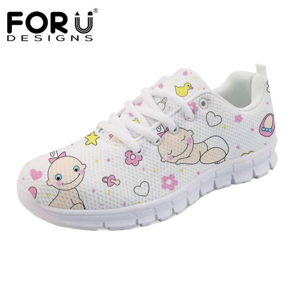 

FORUDESIGNS Cartoon Cute Baby Bottle Pattern Women's Sneakers Shoes Woman Flats Comfortable Light Shoes for Ladies Zapatos Mujer