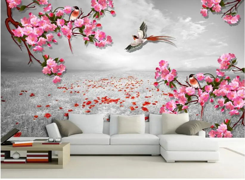 Beibehang 3d пользовательские фото обои фрески настенные наклейки Ретро фон Цветок Птица схема ТВ диван фон настенные фрески