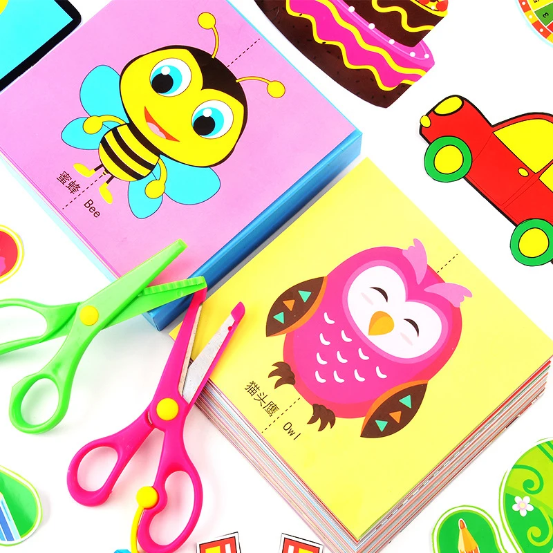 120 шт Детские Мультяшные цветные бумажные складные режущие игрушки художественное ремесло DIY креативные Развивающие игрушки для детей Обучающие игрушки ручной работы - Цвет: 120pcs 2 scissors