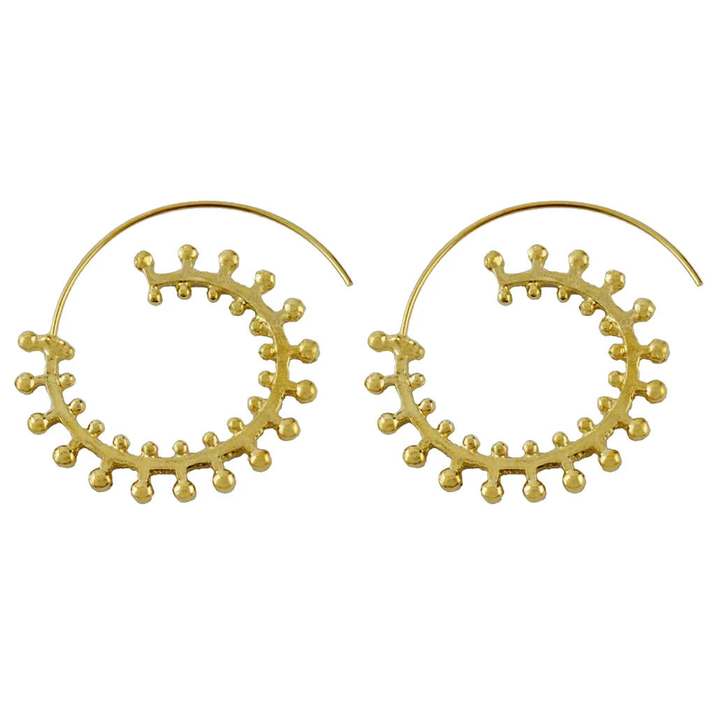 Boho Statement Jagged Spiral Earring Circles Round Tribal Hoop Pull Through Earring Lady Jewelry