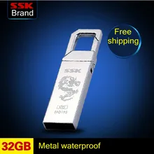 SSK SFD195 USB Flash Drive 100% 32GB Pen Drive Metal Waterproof Memory Usb Stick Free shipping