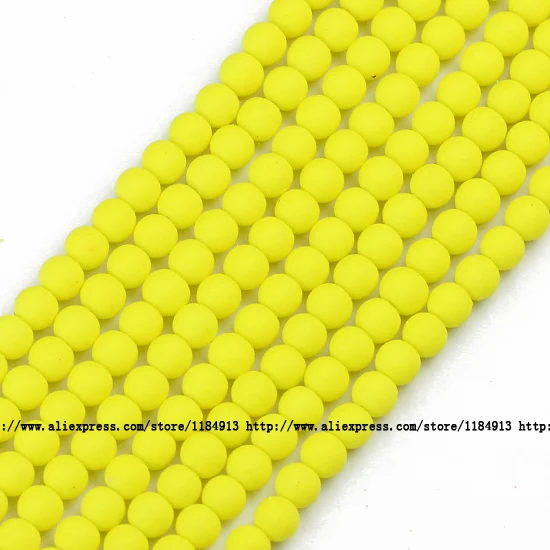 JHNBY бусины из каучука, 200 шт, 4 мм, яркие цвета, неоновые, матовые, круглые шарики, высокое качество, свободные бусины для изготовления ювелирных изделий, браслетов своими руками - Цвет: XB407 Yellow