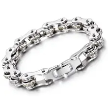 21 см* 12 мм женские мужские Стразы Браслеты с кулоном в виде велосипеда 316L нержавеющая сталь мотоцикл байкер велосипед белый кристалл CZ браслет ювелирные изделия