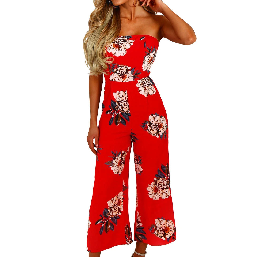 Autumn Rompers Womens Jumpsuit Women Open Back Strapless Slash Neck
