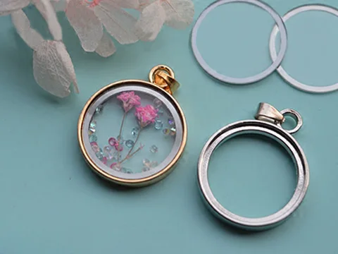

2PCS 28MM Round Glass Locket Pendant(2 Color Aviailable),Shadow Box Blanks, Silver Tone Blanks,Dome Pendant Blanks