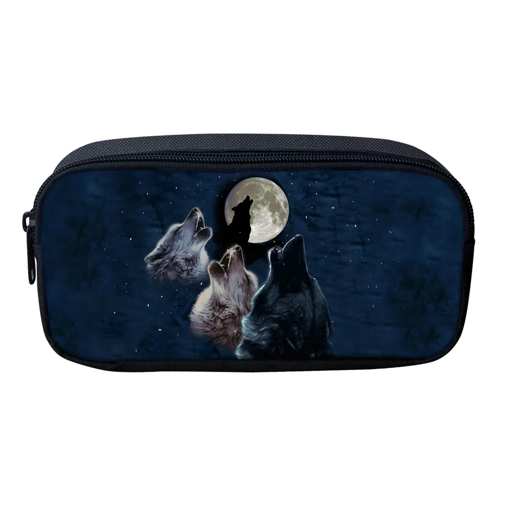 Черная Женская сумка для макияжа с изображением животных волка, Женский чехол для хранения карандашей с принтом, сумка-Органайзер, женская сумка-клатч