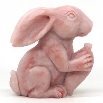 

Rabbit hare Figurine Natural Pink Opal Crystal Healing Reiki Statue Decor 3.22"