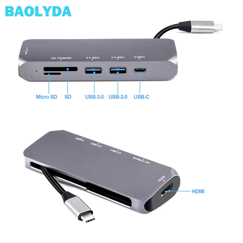 Baolida USB-C хаб Хами USB-C док-станция к HDMI/VAG/Ethernet Thunderbolt 3 док-станция Тип C конвертер для Macbook Pro/коммутатор/встречи/игры