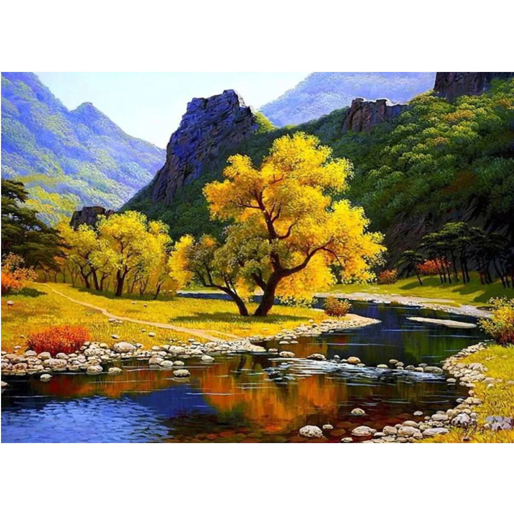 

DIY Diamond Embroidery Kits Picture Of Rhinestones Dmc Crystals Diamond Painting Mosaic Craft Landscape Landscape H619