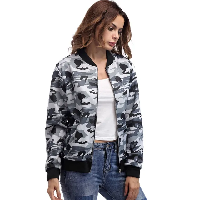 Camouflage Jackets Women Casual Slim Basic jacket Army Green 2018