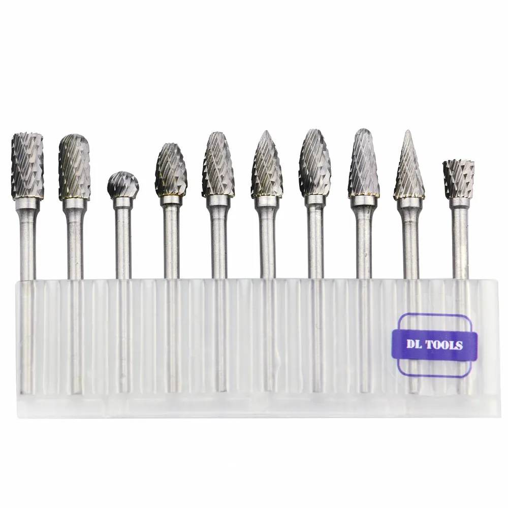 10pcs Double Cut Tungsten Carbide Rotary burr Set Metal Carving Drilling Polishing Bits with 3mm Shank for Die Grinder 10pcs Double Cut Tungsten Carbide Rotary burr Set Metal Carving Drilling Polishing Bits with 3mm Shank for Die Grinder