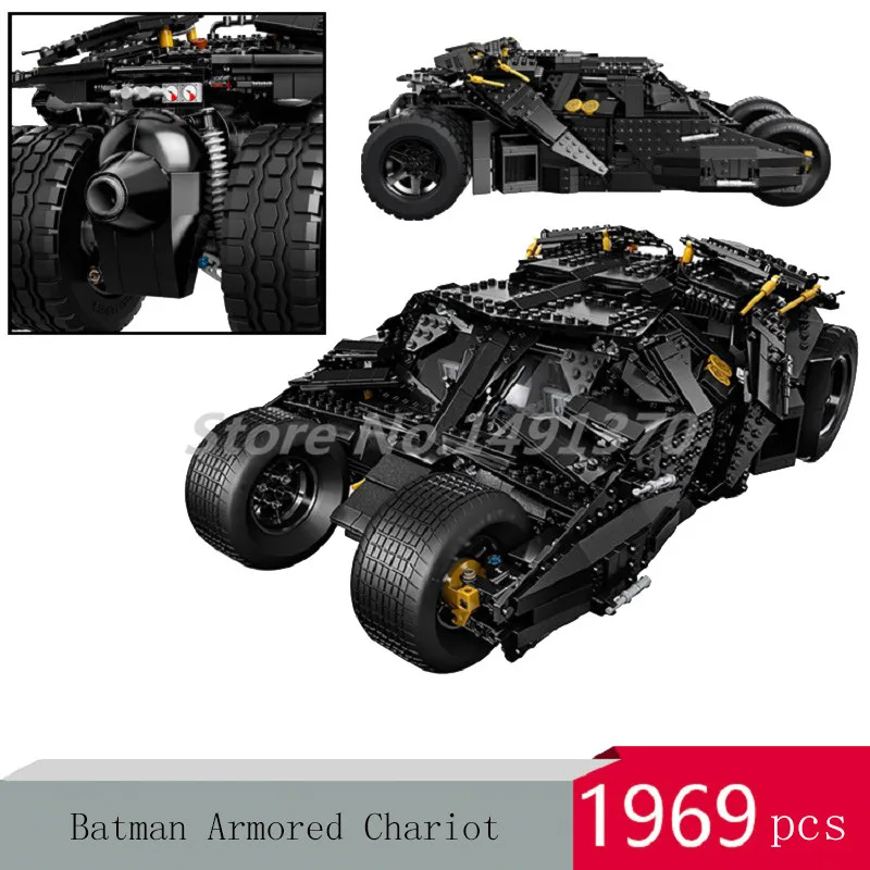 

DHL DC Super Heroes Batcave Break-in Batman Car Chariot Movie Series Building Blocks The Tumbler Model Toys For Children Gifts