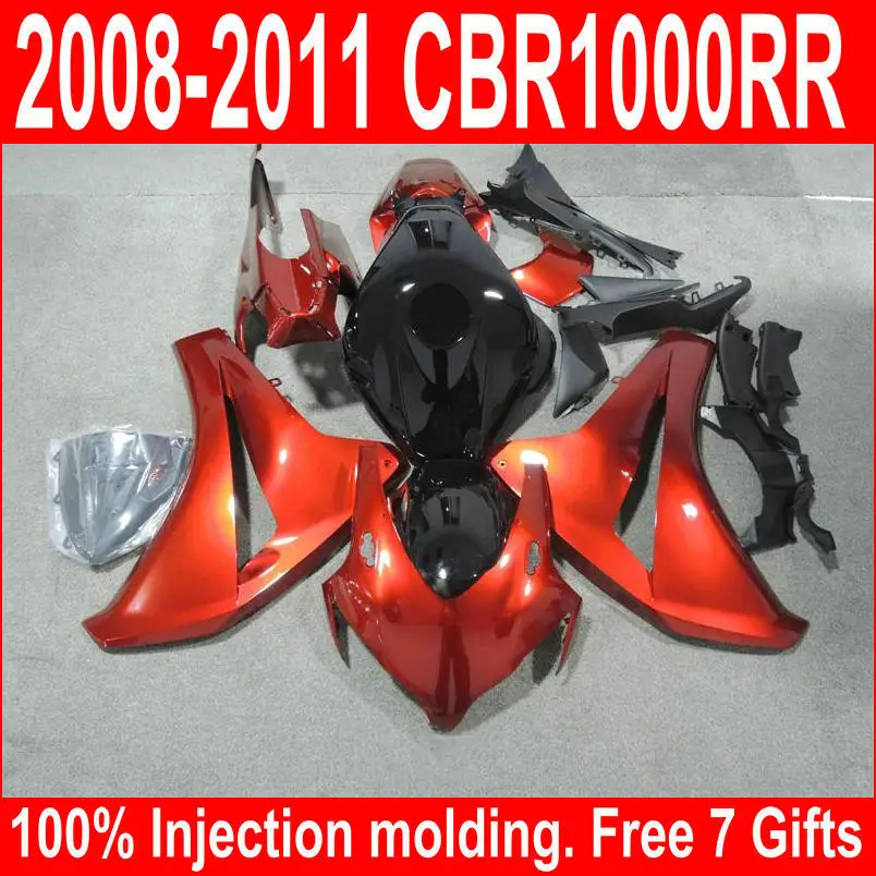 Литой обтекатель комплект Подходит для Honda CBR1000RR 08-11 черного цвета красного вина