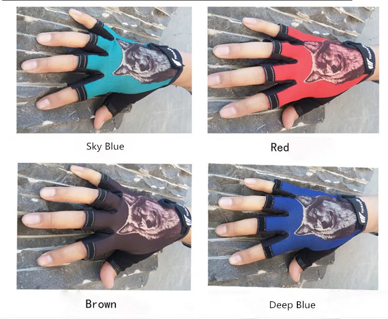 Longkeperer, хит, спортивные перчатки для мужчин, на пол пальца, для велоспорта, с рисунком волка, без пальцев, Нескользящие, luvas de inverno G75