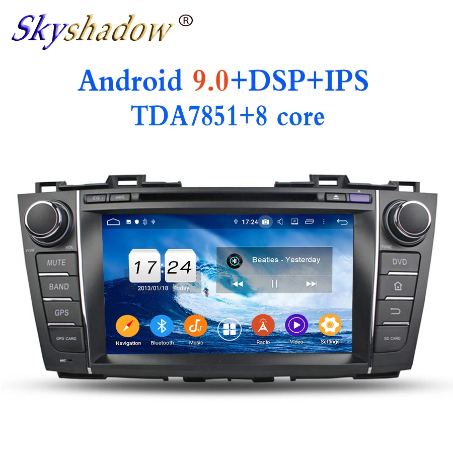 TDA7851 2DIN Android 9,0 Восьмиядерный 4 Гб ОЗУ для Mazda 5 Premacy 2009-2012 автомобильный dvd-плеер gps ГЛОНАСС карта RDS радио wifi Bluetooth