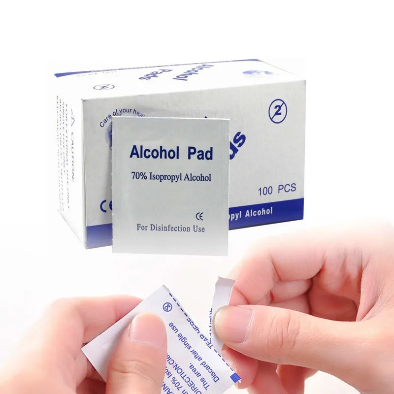 Harga 100 Pcs Kotak Sekali Pakai Sterilisasi Isopropil Alkohol Penyeka Alkohol Medis Bantalan Tisu Basah Tisu Antiseptik Pembersih Pertolongan Pertama