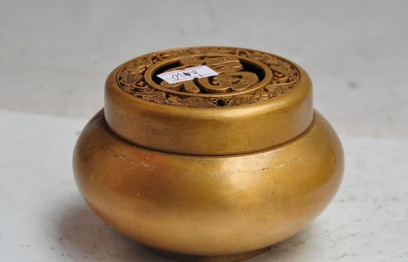 

old chinese pure bronze animal bat fu lucky statue incense burner Censer