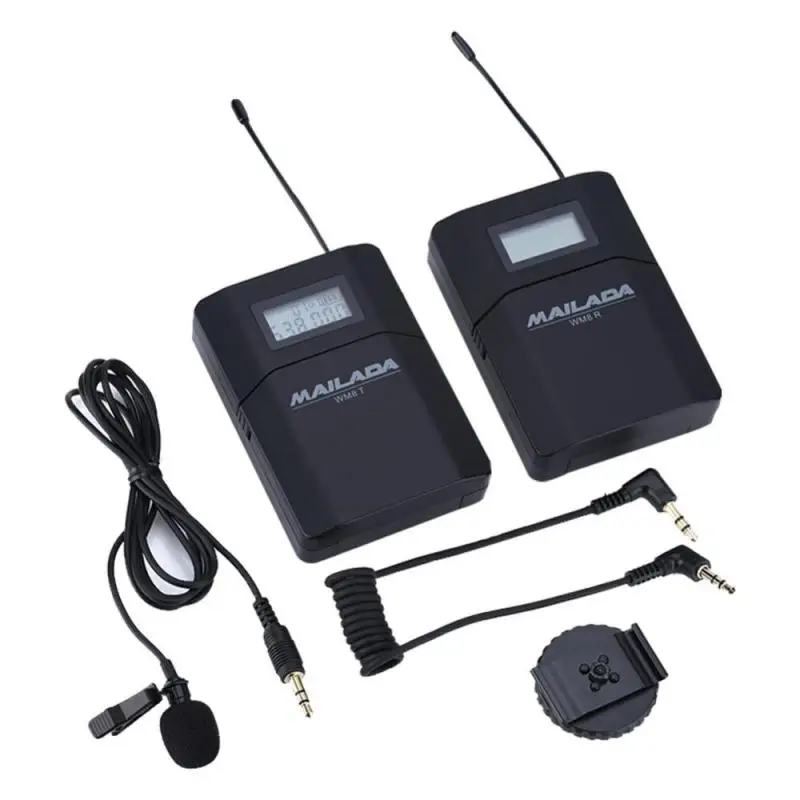 

MAILADA WM8 Wireless UHF Microphone System Receiver Transmitter Lavalier Lapel Microphone Receiver for DSLR Camera Recorder