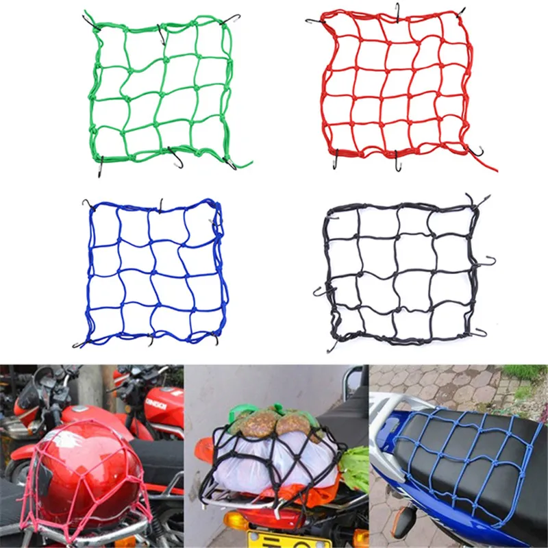 

6 Hooks Motorcycle Bike Hold Down Helmet Cargo Luggage Mesh Rope Net