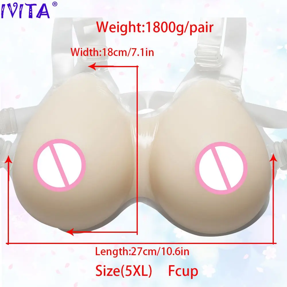 

IVITA 1800g White Silicone Breast Forms Fake Boobs For Crossdresser Drag Queen Shemale Enhancer Mastectomy Bra Breast Form