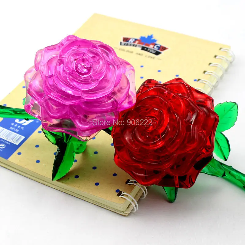 

(21 Pieces/set) Plastic Puzzle Toys 3D Crystal Puzzles Rose