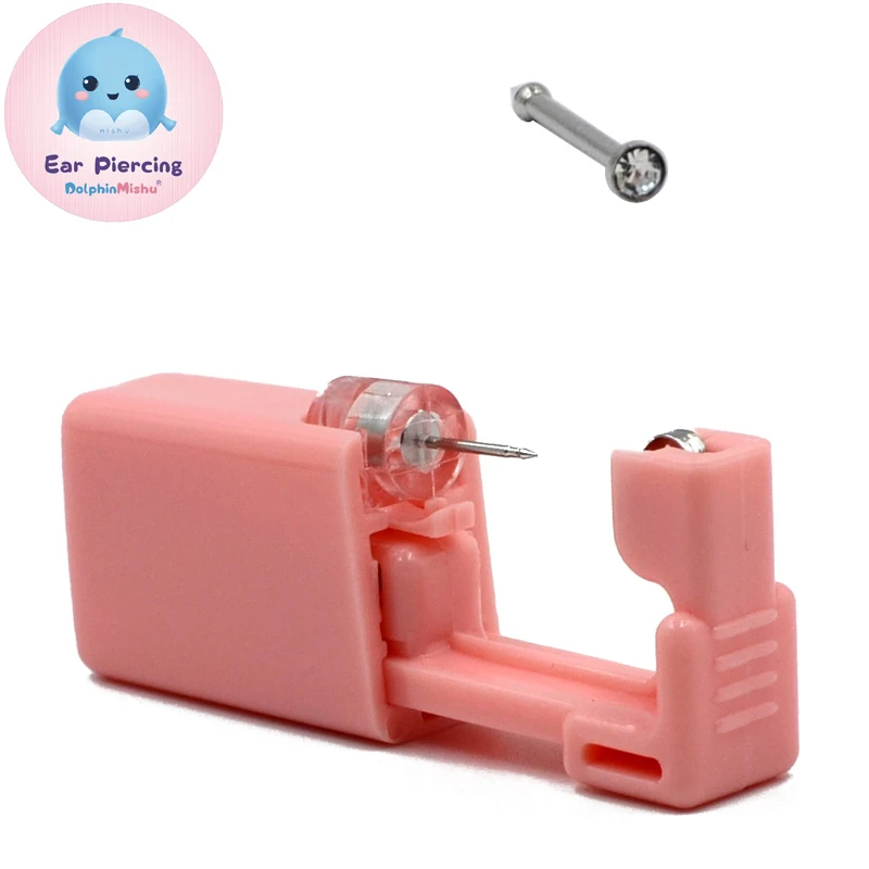 1 коробка розовый одноразовый безопасный стерильный прибор для пирсинга для носа шпильки для пирсинга пистолет инструмент для пирсинга машина комплект серьги-гвоздики