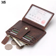 MS, винтажный мини кошелек унисекс, сумки для монет, карт, Crazy Horse, Кожаный клатч для кредитных карт, бизнес стиль, тонкий кошелек для монет, кошелек на застежке, K136