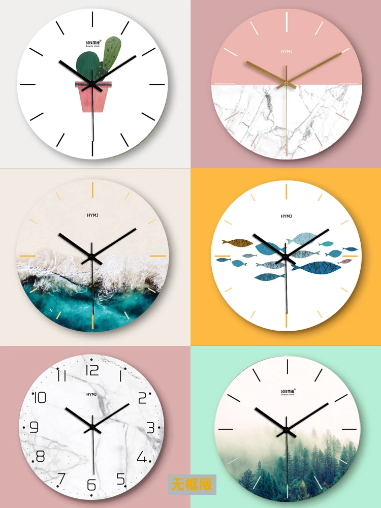 Настенные часы с зеленым листом, креативные безрамные бесшумные часы, скандинавские свежие персональные настенные часы для гостиной, кухни, декоративные настенные часы