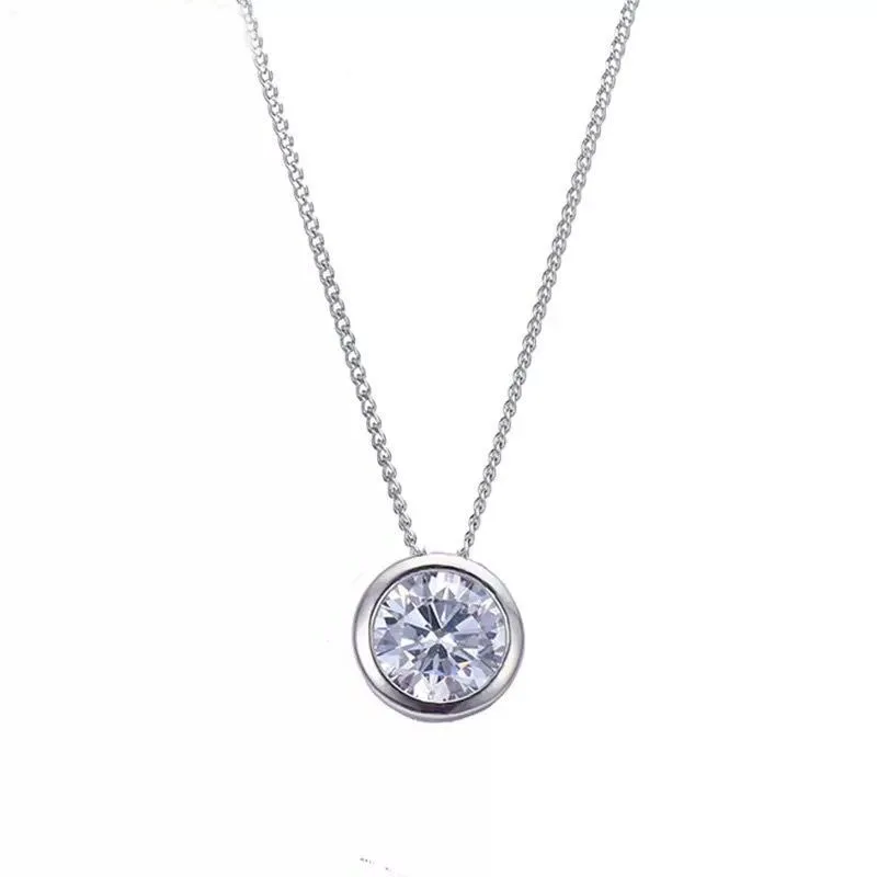 

MxGxFam White Single CZ Round Pendant Necklace For Women Gold Color AAA+ Cubic Zircon New Design with 45cm Chain