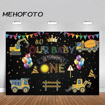 

Construction Backdrop for Photography Birthday Party Banner Background Dump Truck Digger Excavator Boy Kids Party Decoration