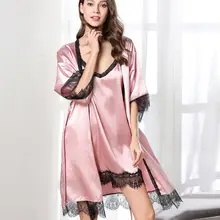 Uгардероб женские пижамы летние сексуальные атласные пижамы веревка и платье дамское нижнее белье Ночная сорочка на бретельках Пижама femme nuisette CD