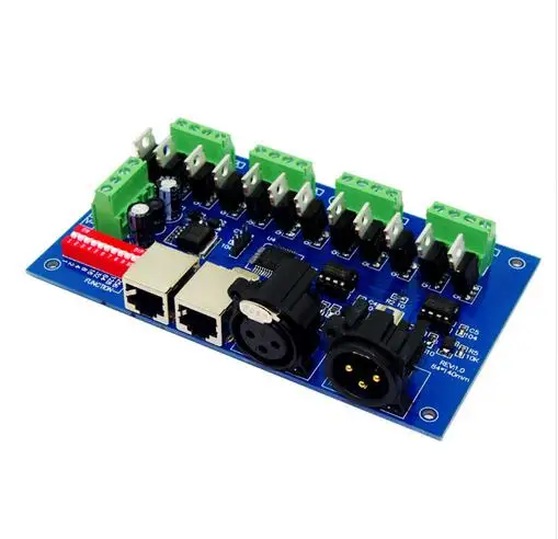 

1 pcs DC12-24V 12 channel each channel Max 3A 4 groups RGB output with(XLR RJ45) dmx512 decoder Controller