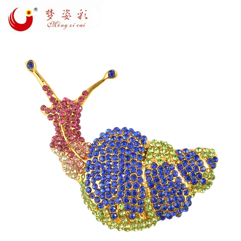 

MZC Hot Design Rhinestone Snails Brooches For Women Enamel Pins Animal Broshes Shirt Collar Clip Crystal Broaches Jewelry Gifts
