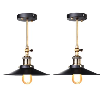 

Set of 2 Black Retro Industrial Edison Vintage Wall Lamp Ceiling - Antique Finish Brass Arm