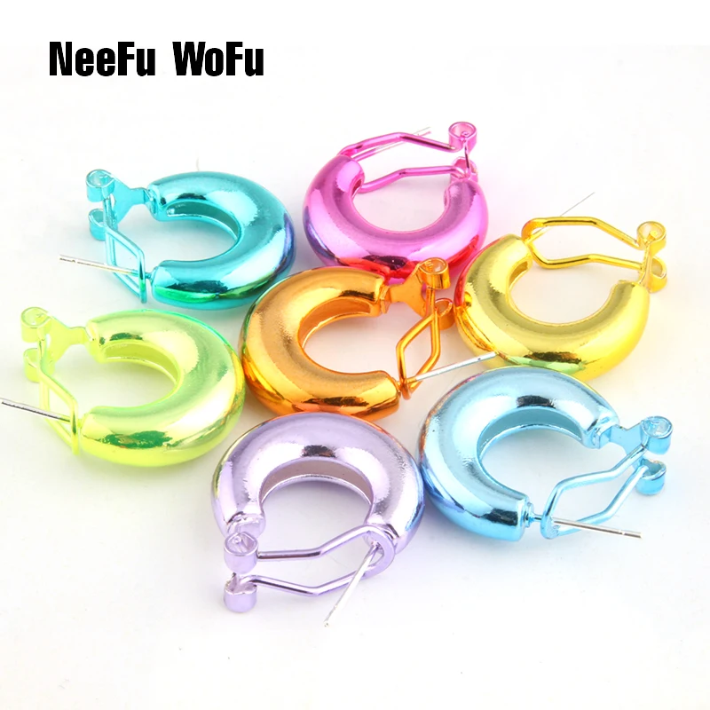 

NeeFu WoFu Drop Bright Color Earrings Copper Earring Rings Big Earring For Woman Large Long Brinco Ear Oorbellen Gift