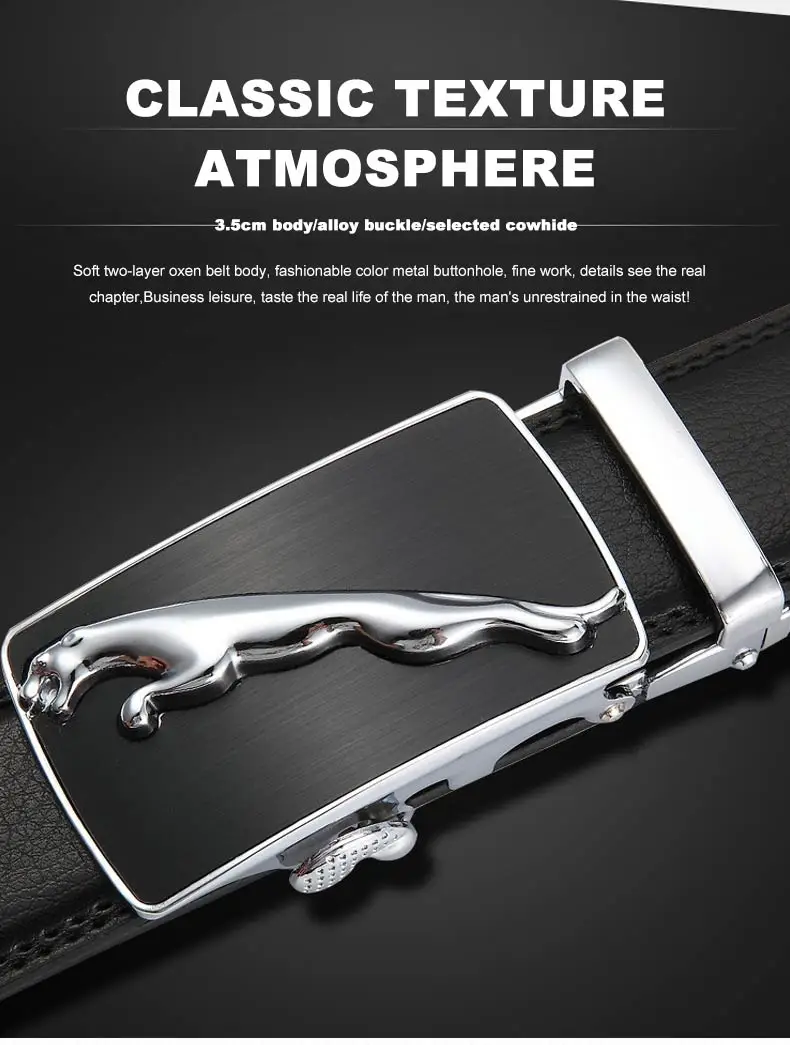 DOULILU Belts For Men Genuine Leather Cowskin Black Belt Automatic Buckle High Quality Business Male Men's Belts1 (2)