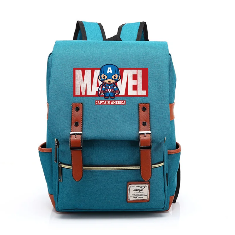 Холщовый женский и мужской рюкзак Мститель, Марвел, Капитан Америка, Человек-паук, для мальчиков и девочек, школьная сумка, сумки для подростков