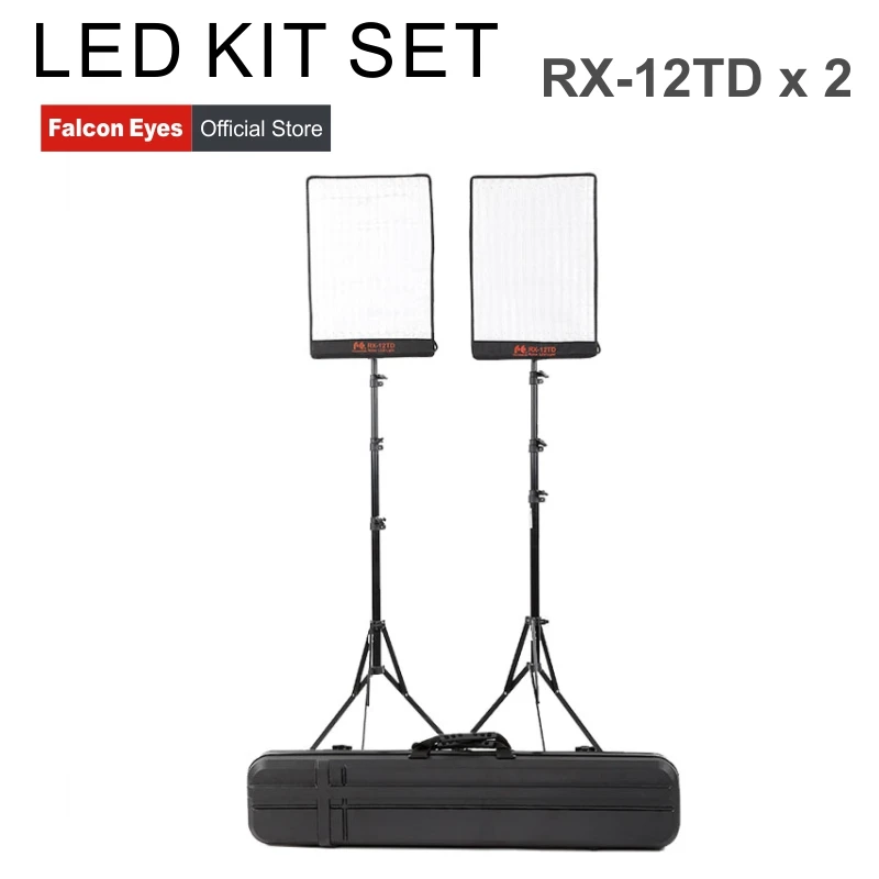 Falcon Eyes 50W For Video dslr Studio Fotografia Bi-Color LED Photography Light Waterproof Portable Continuous RX-12TD Kit Set |
